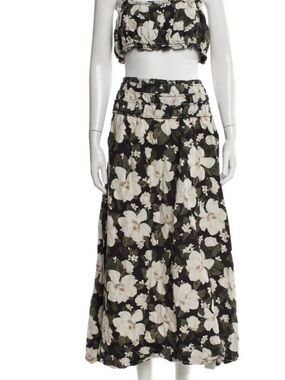 Posse Black Maxi Skirt with Cream Floral Print